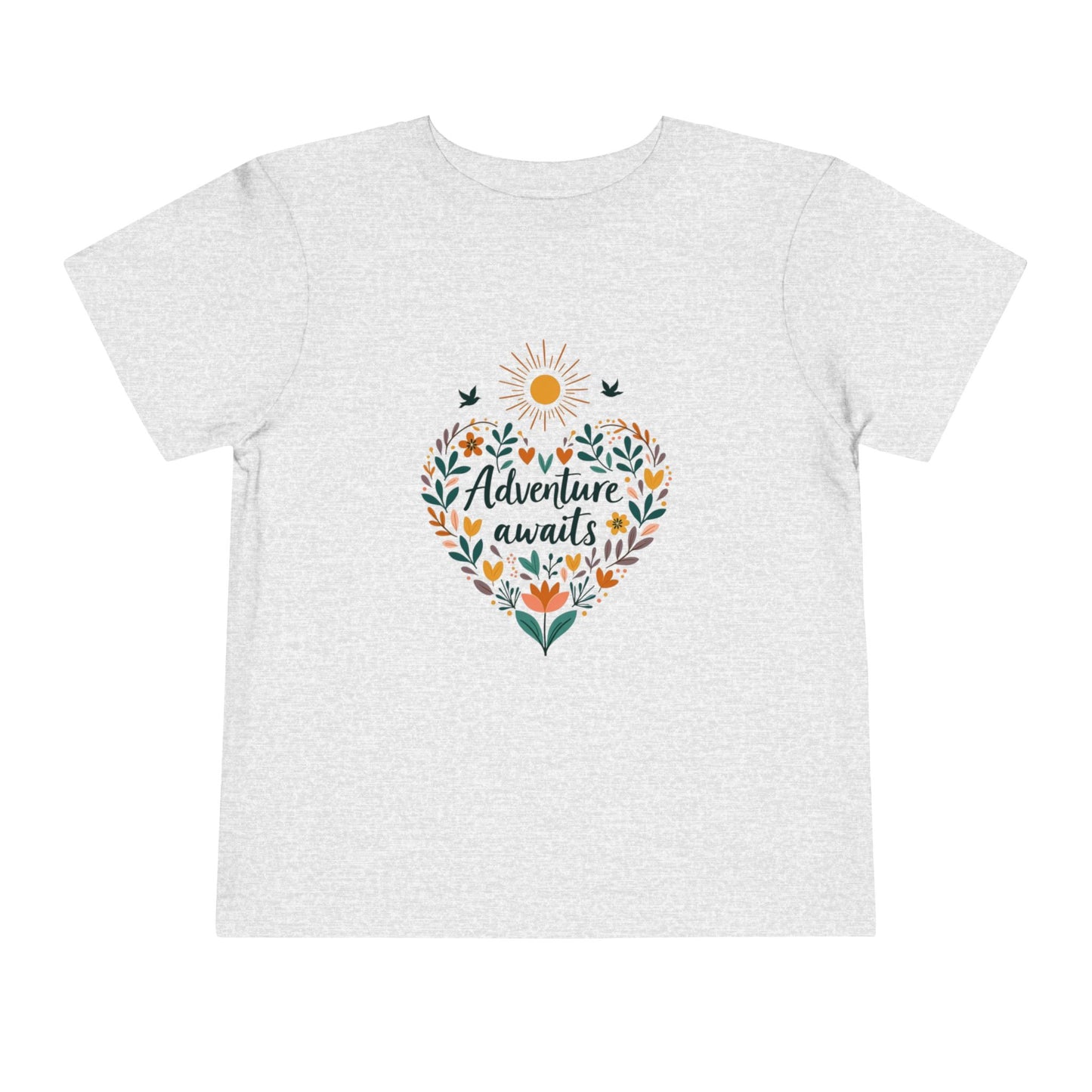 Adventure Awaits Floral Heart Toddler T-Shirt
