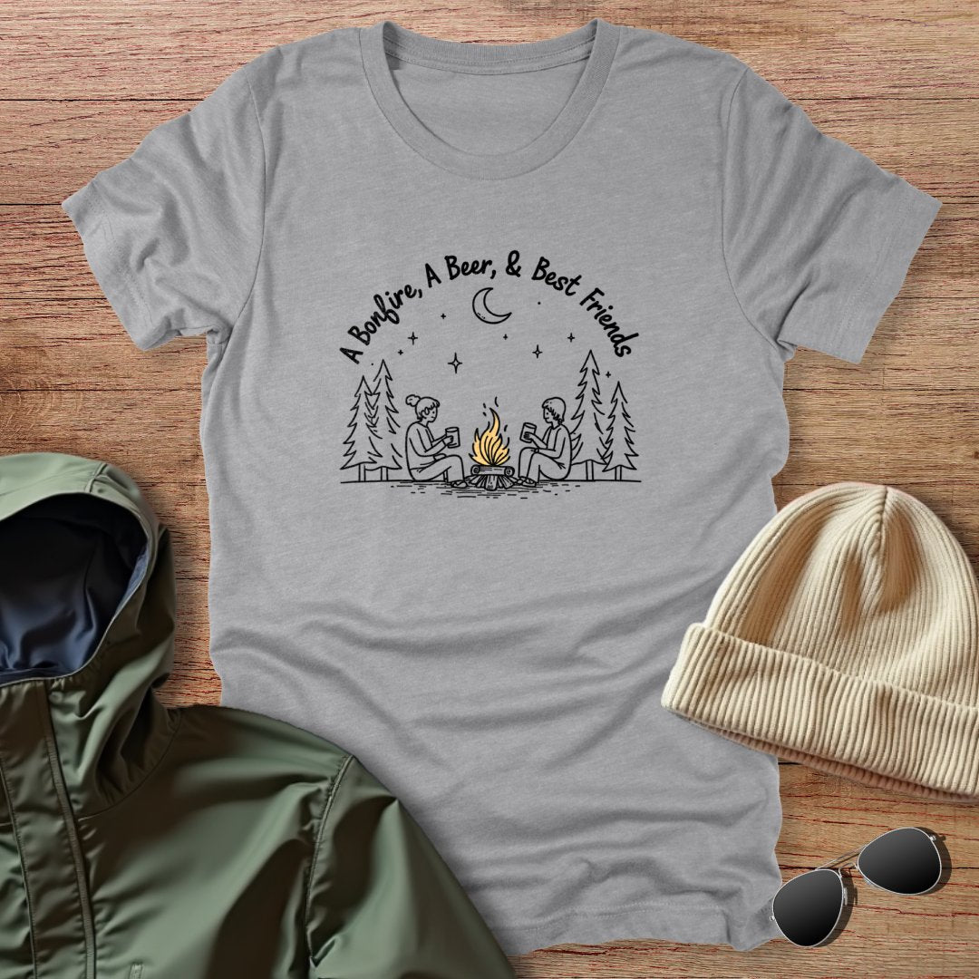A Bonfire, A Beer & Best Friends Unisex T-Shirt