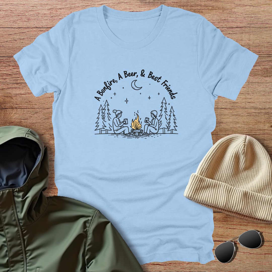 A Bonfire, A Beer & Best Friends Unisex T-Shirt