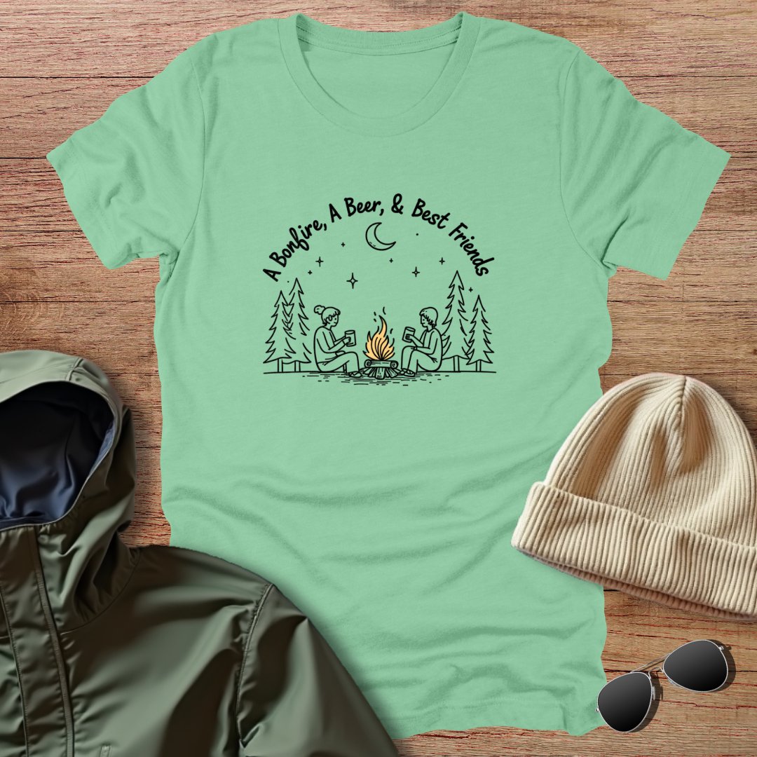 A Bonfire, A Beer & Best Friends Unisex T-Shirt