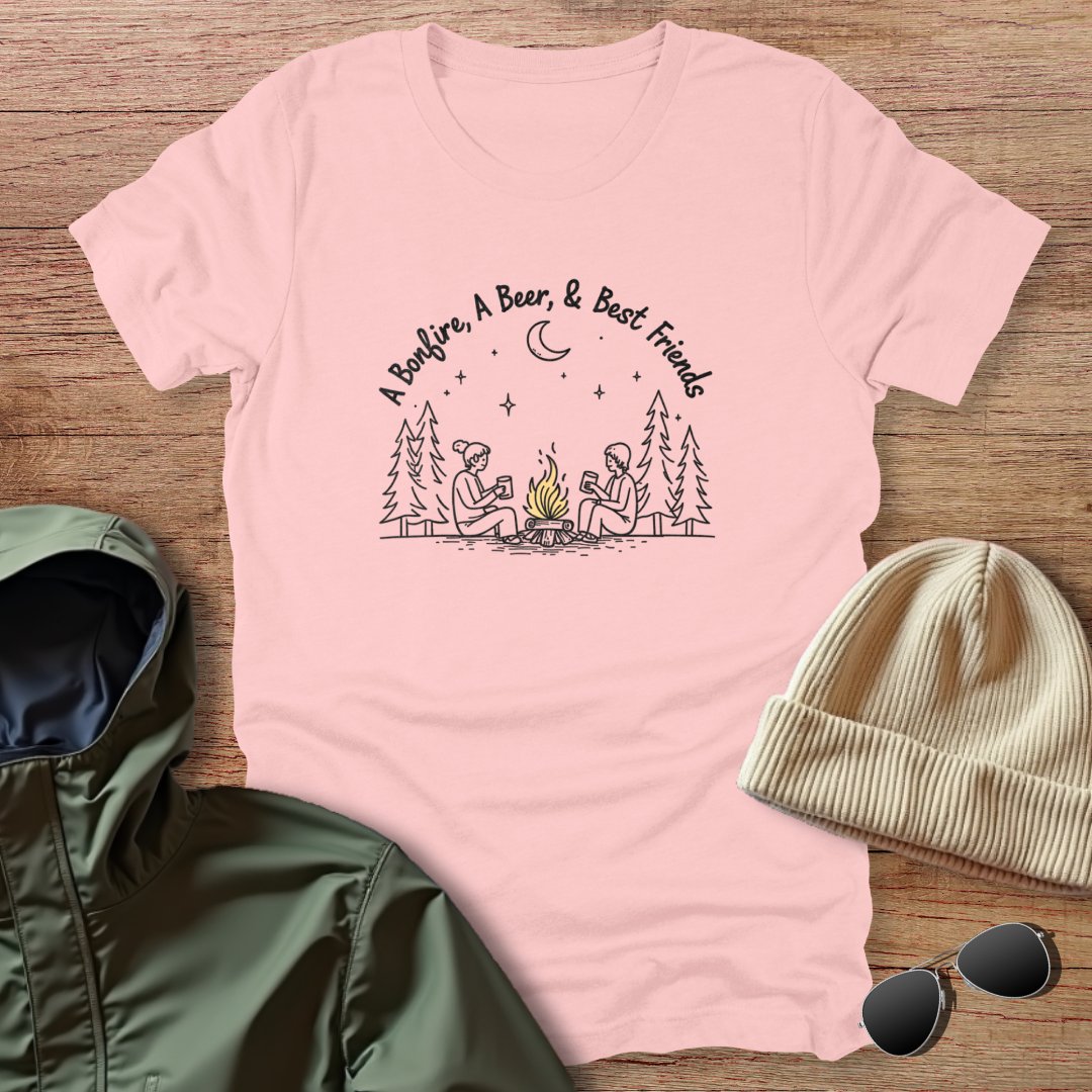 A Bonfire, A Beer & Best Friends Unisex T-Shirt